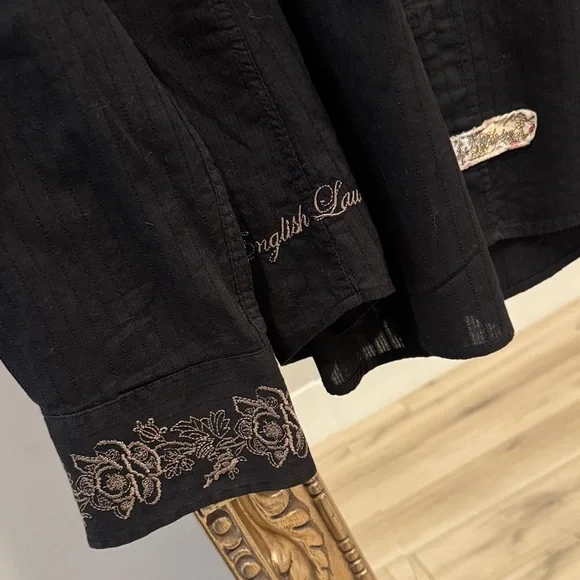 English Laundry Black Dress Shirt with Embroidery